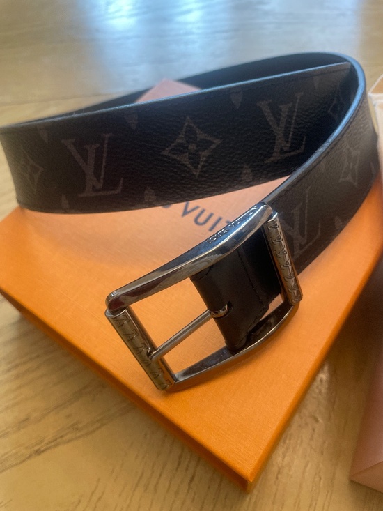 Louis Vuitton Monogram Eclipse LV Initiales Belt Gunmetal Buckle 85/34 Black main image 9